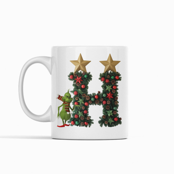 Mug "Grinch Christmas" with your chosen letter