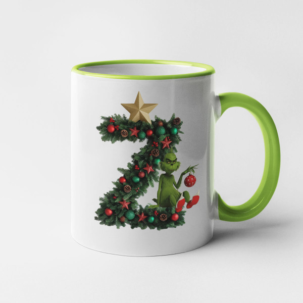 Mug "Grinch Christmas" with your chosen letter