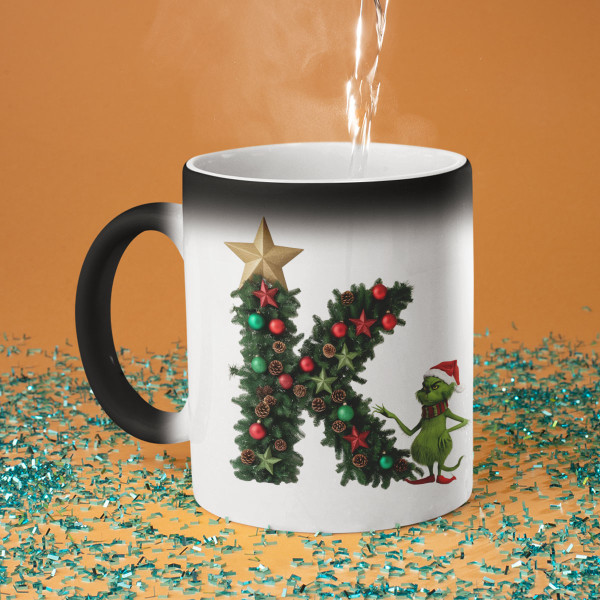 Mug "Grinch Christmas" with your chosen letter