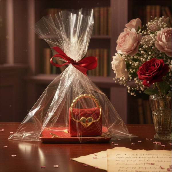 Mug "Handbag" with a saucer and a heart-shaped spoon