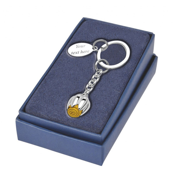 Silver Plated keychain "Tulip" (with optional engraving for an additional fee)
