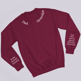 Sweatshirt "Dad - Grandpa" with children's names on the sleeves (without hood)