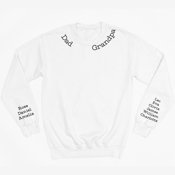 Sweatshirt "Dad - Grandpa" with children's names on the sleeves (without hood)