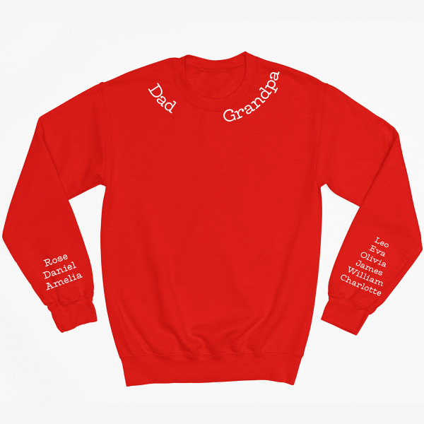Sweatshirt "Dad - Grandpa" with children's names on the sleeves (without hood)