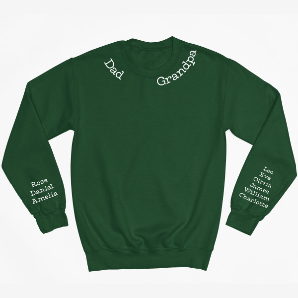 Sweatshirt "Dad - Grandpa" with children's names on the sleeves (without hood)