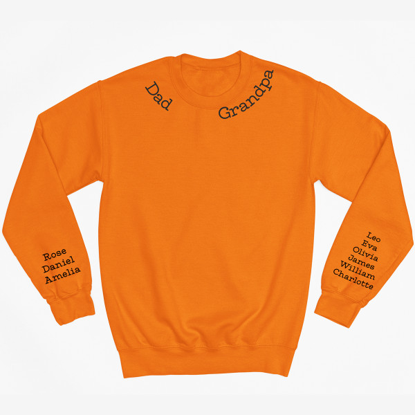 Sweatshirt "Dad - Grandpa" with children's names on the sleeves (without hood)