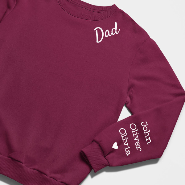Sweatshirt "Dad" with children's names on the sleeve (without hood)