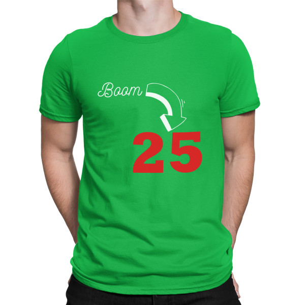 T-shirt "Boom, it's birthday" with your chosen year T-shirt "Boom, it's birthday" with your chosen year