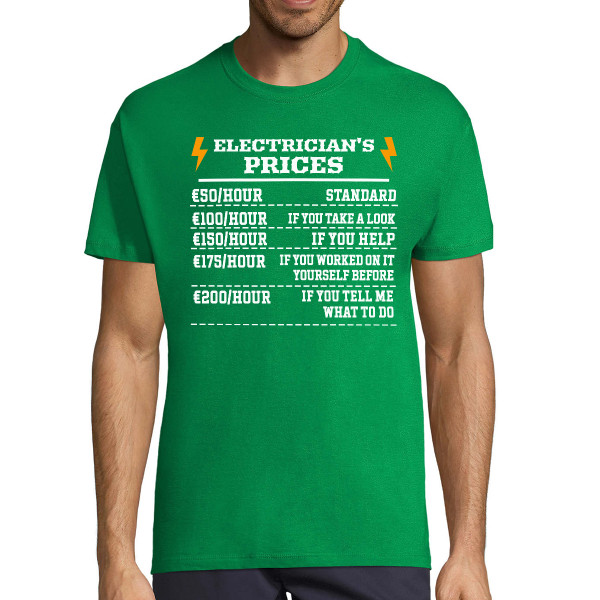 T-shirt "Electrician's price list"