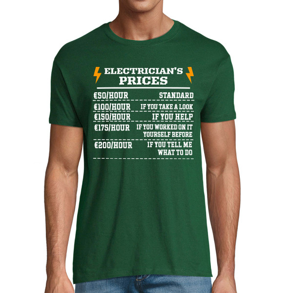 T-shirt "Electrician's price list"