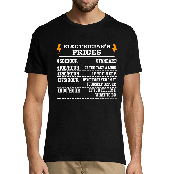 T-shirt "Electrician's price list"
