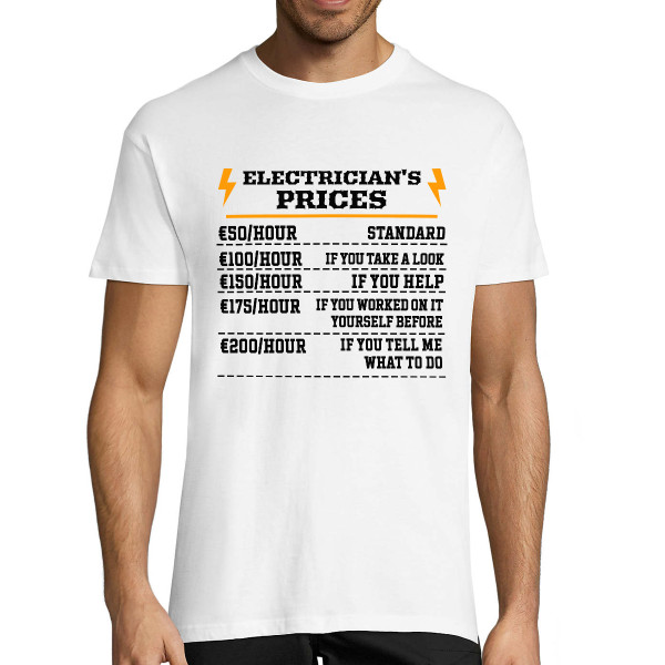 T-shirt "Electrician's price list"