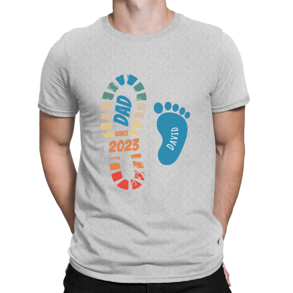 T-Shirt "In Dad's Footsteps"  with custom children's names and date