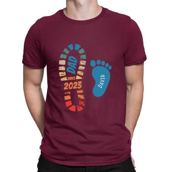 T-Shirt "In Dad's Footsteps"  with custom children's names and date