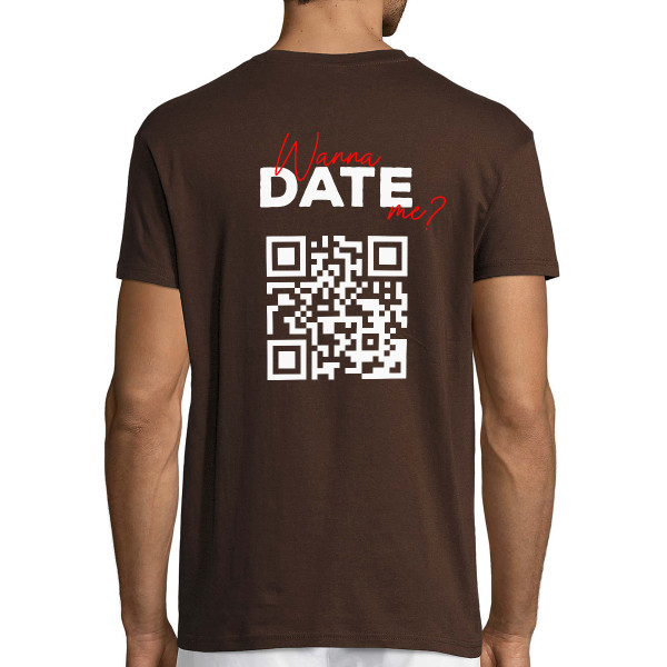 T-shirt "Wanna date me?" with a personalized QR code