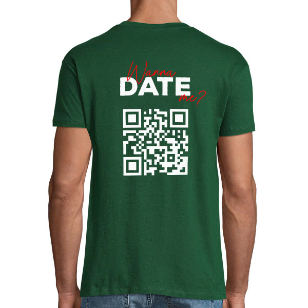 T-shirt "Wanna date me?" with a personalized QR code