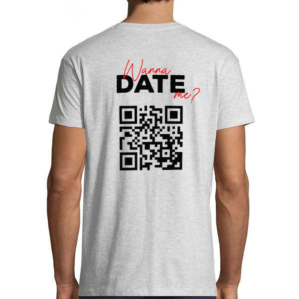 T-shirt "Wanna date me?" with a personalized QR code