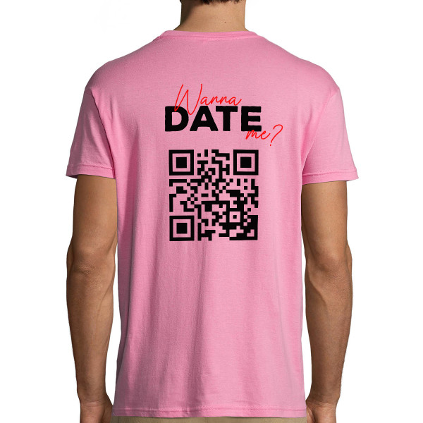 T-shirt "Wanna date me?" with a personalized QR code