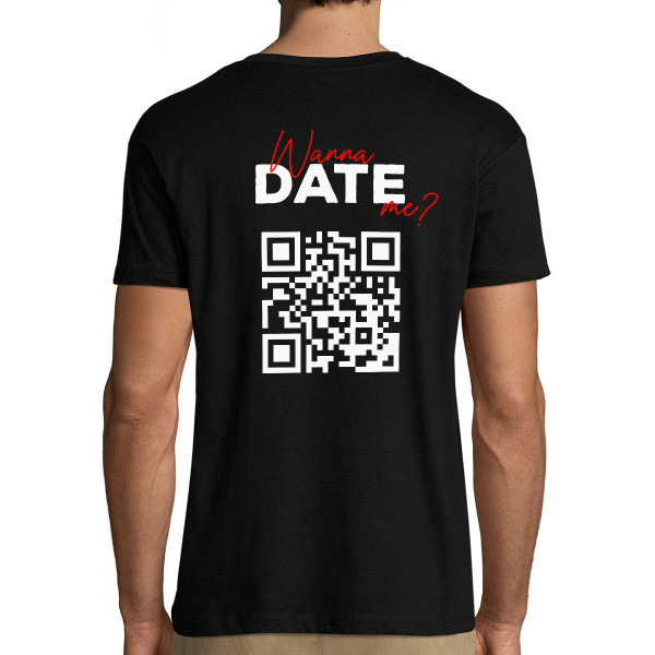 T-shirt "Wanna date me?" with a personalized QR code