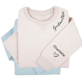 UNISEX pastel "Sully" sweatshirt "Godmother" with children's names on the sleeve