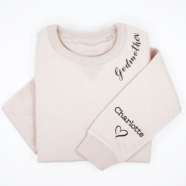 UNISEX pastel "Sully" sweatshirt "Godmother" with children's names on the sleeve UNISEX pastel "Sully" sweatshirt "Godmother" with children's names on the sleeve