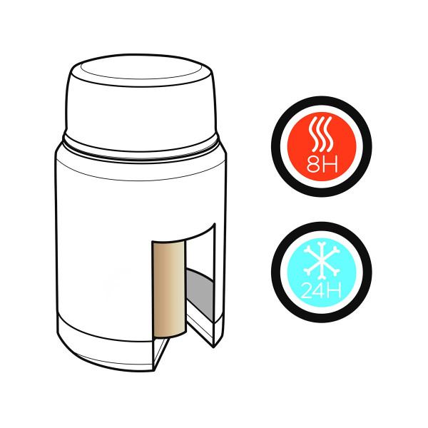 Vacuum food thermos with spoon "Work hard. Eat lunch."