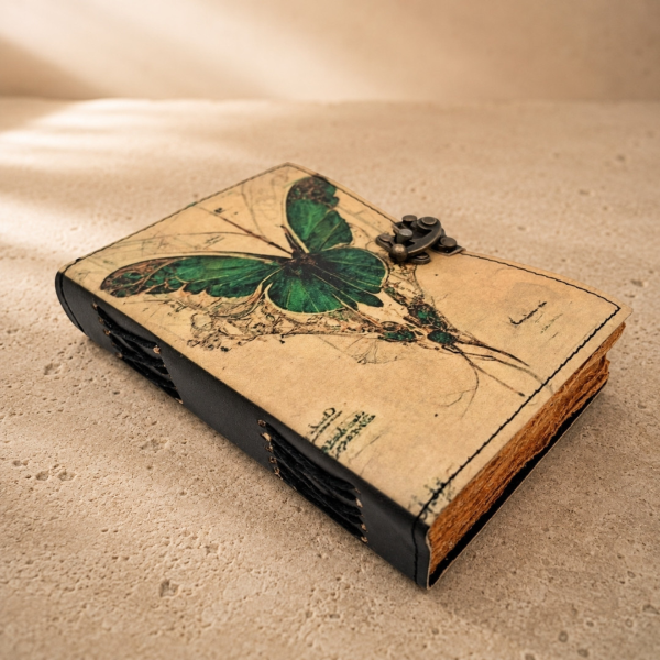 Vintage-Style Leather Notebook "Butterfly"