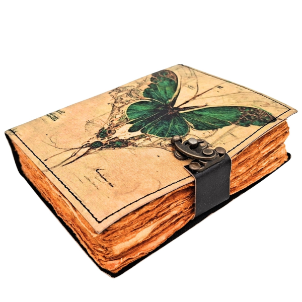 Vintage-Style Leather Notebook "Butterfly"