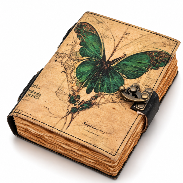 Vintage-Style Leather Notebook "Butterfly"