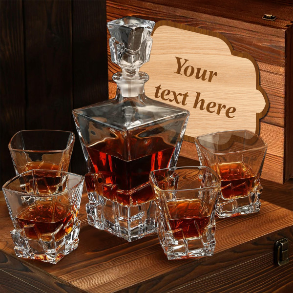 Whisky set in a wooden box "ELIXIR" with your own text