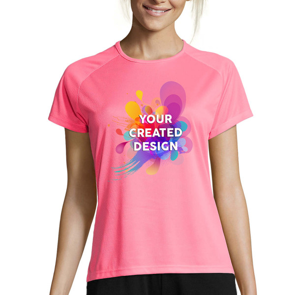 Women's sporty dry-fit T-shirt with your custom design