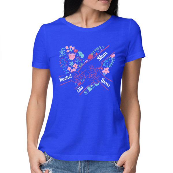 Women’s T-shirt "Mom’s Heart" with selected children’s names