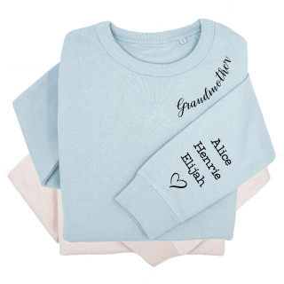Women's pastel "Sully" sweatshirt "Grandmother" with children's names on the sleeve