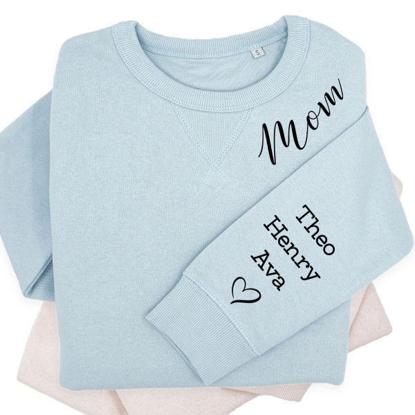 UNISEX pastel "Sully" sweatshirt "Mom" with children's names on the sleeve UNISEX pastel "Sully" sweatshirt "Mom" with children's names on the sleeve