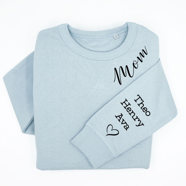 UNISEX pastel "Sully" sweatshirt "Mom" with children's names on the sleeve UNISEX pastel "Sully" sweatshirt "Mom" with children's names on the sleeve
