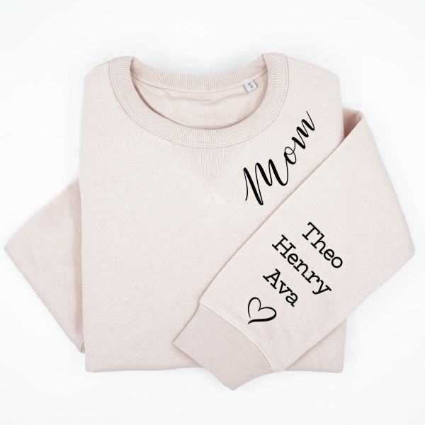 UNISEX pastel "Sully" sweatshirt "Mom" with children's names on the sleeve UNISEX pastel "Sully" sweatshirt "Mom" with children's names on the sleeve