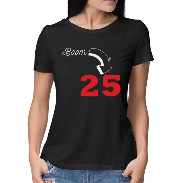 Women's T-shirt "Boom, it's birthday" with your chosen year Women's T-shirt "Boom, it's birthday" with your chosen year
