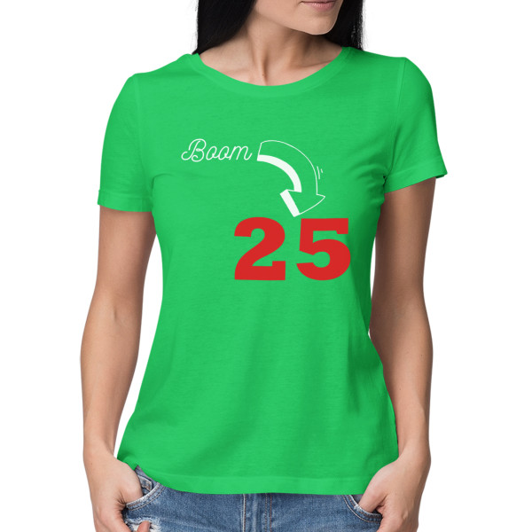 Women's T-shirt "Boom, it's birthday" with your chosen year Women's T-shirt "Boom, it's birthday" with your chosen year