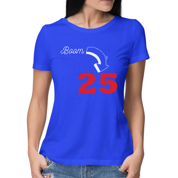 Women's T-shirt "Boom, it's birthday" with your chosen year Women's T-shirt "Boom, it's birthday" with your chosen year