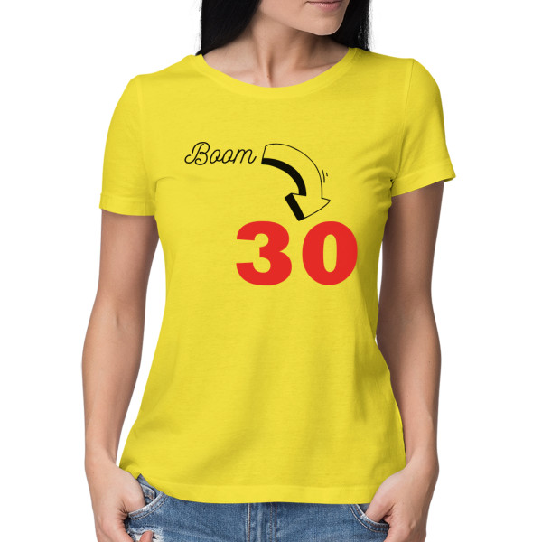 Women's T-shirt "Boom, it's birthday" with your chosen year Women's T-shirt "Boom, it's birthday" with your chosen year