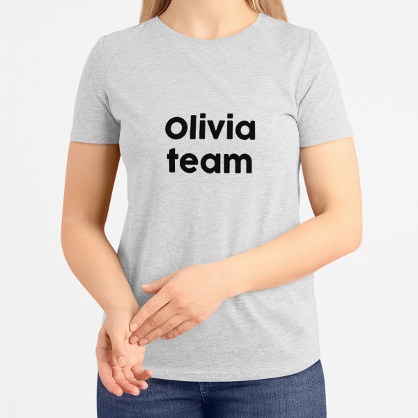 Women's T-shirt "Bride's squad" with your chosen name