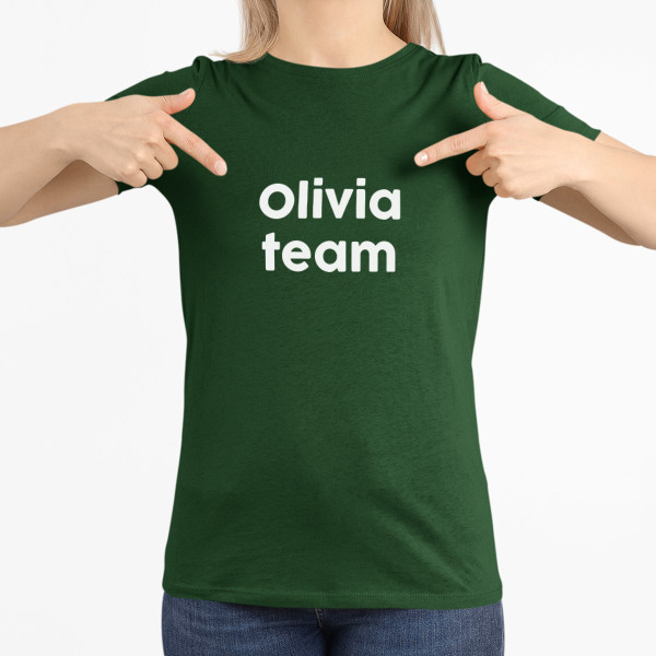 Women's T-shirt "Bride's squad" with your chosen name