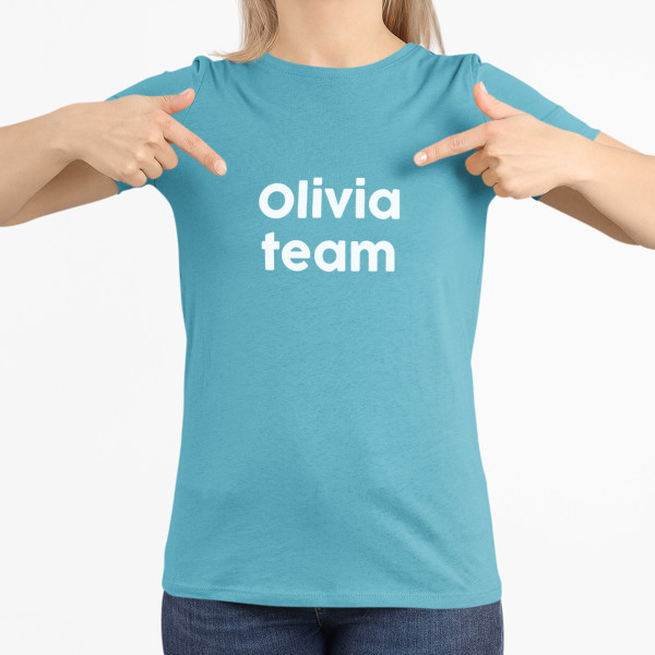 Women's T-shirt "Bride's squad" with your chosen name
