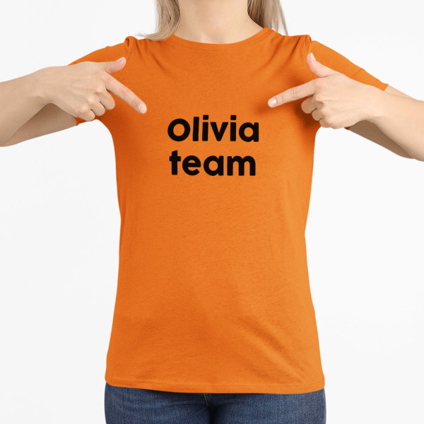 Women's T-shirt "Bride's squad" with your chosen name