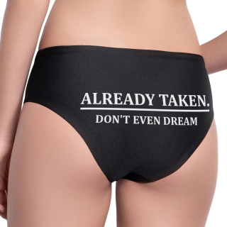 Women's underwear with back print "Don't dream, already taken"