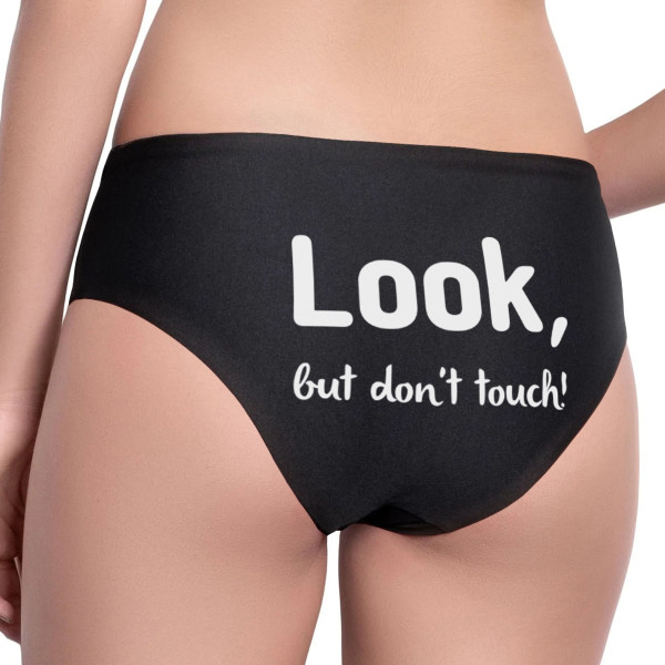 Women's underwear with back print "Look but don't touch" Women's underwear with back print "Look but don't touch"