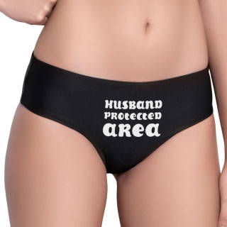 Women's underwear with front print "Husband protected area"