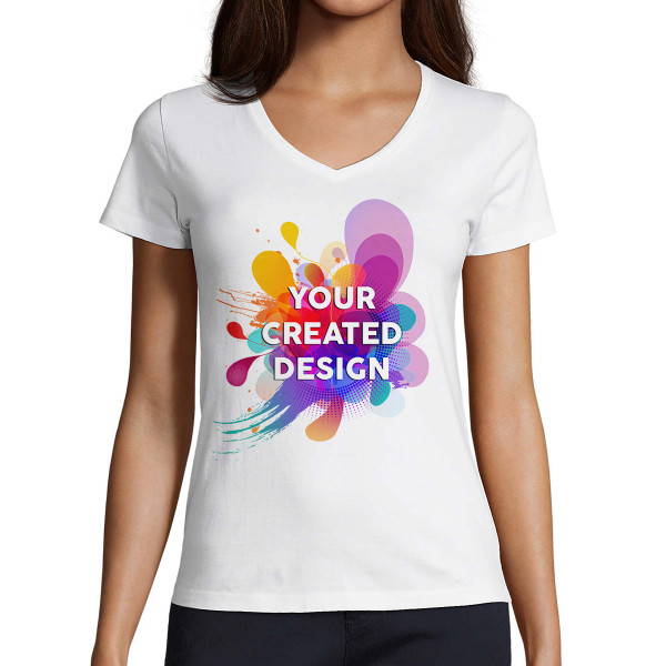 Women's V-neck T-shirt with your custom design Women's V-neck T-shirt with your custom design