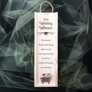 Wooden bottle box "Dear Wedding Witnesses"