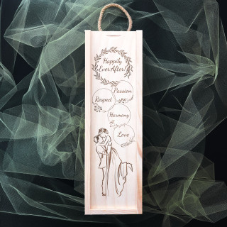 Wooden Bottle Box "Happily Ever After!"